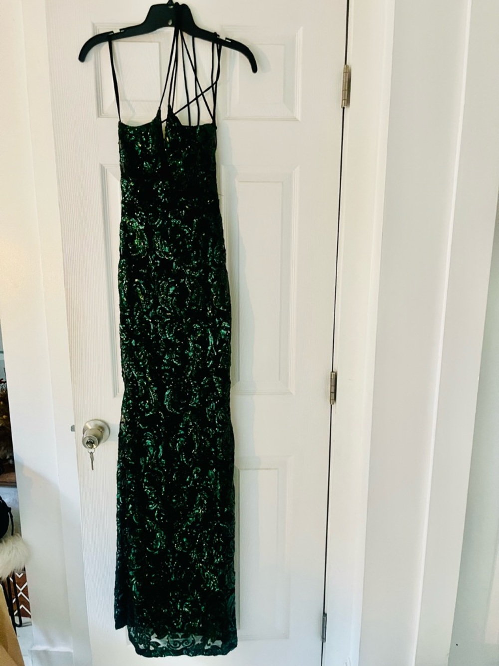 Windsor Green Sequin Strappy Maxi Dress